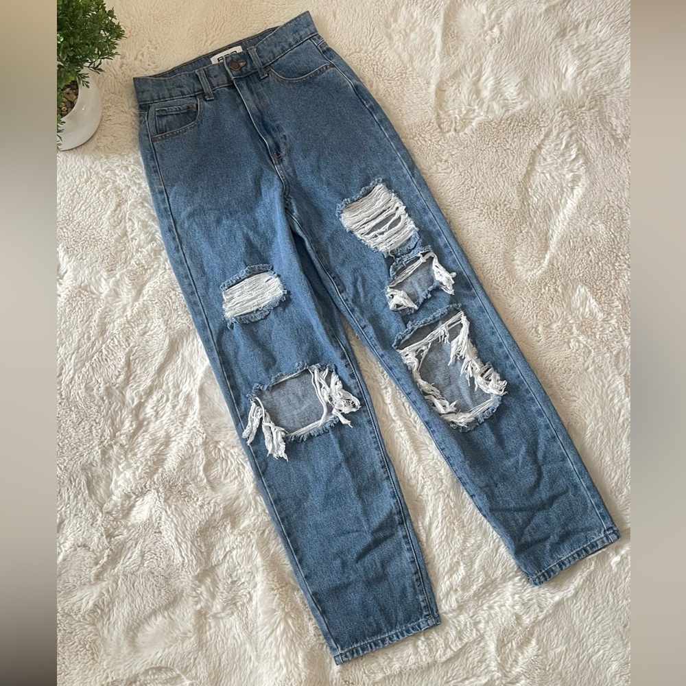 RSQ Blue Distressed Denim Joggers